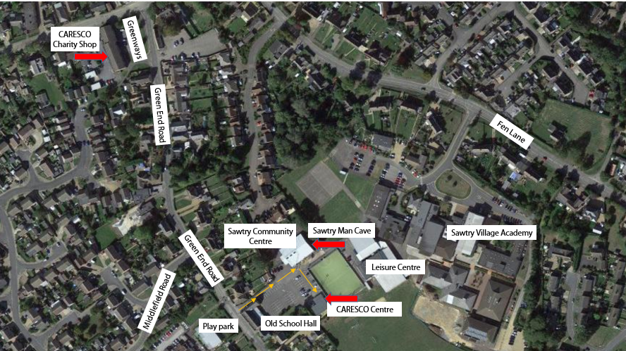 Aerial View of the CARESCO Centre (the L-shaped building bottom centre)